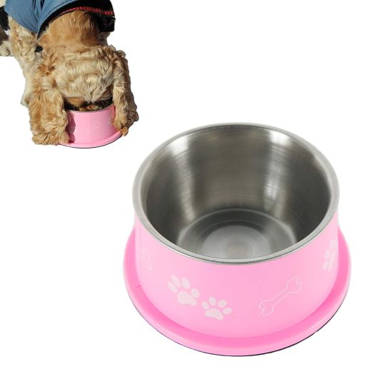PETISH Spaniel Bowl for Long Ear Dog - Ergonomic Personalized Custom Design Bowls, NO Tip Stainless Dish