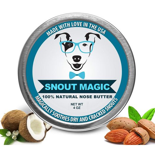 Snout Magic 2X All Organic and Natural Nose Butter Balm That Repairs and Heals Your Dog Snout with Shea Butter, Coconut Oil, Olive Oil to Moisturize and Protect Damaged Rough Cracked Dry Nose 4 Ounce