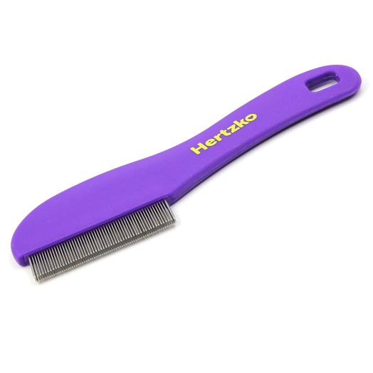 Hertzko Flea Comb with Double Row of Teeth Double Row of Closely Spaced Metal Pins Removes Fleas, Flea Eggs, and Debris from Your Pet's Coat - Suitable for Dogs and Cats