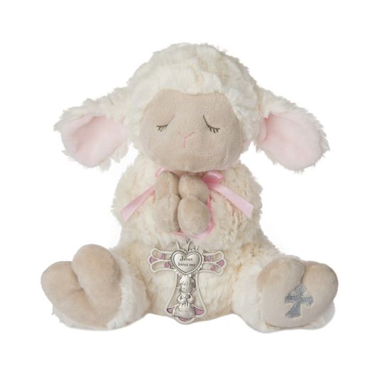 Ganz Serenity Lamb With Crib Cross Christening or Baptism Gift (Pink (Girl))