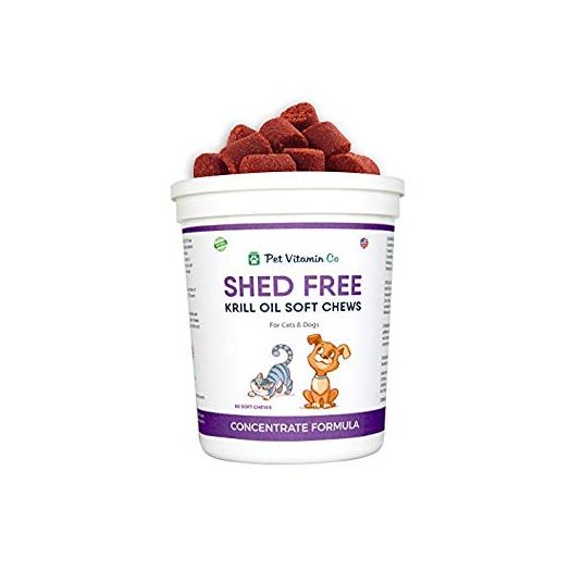 Pet Vitamin Co - Antarctic Krill Oil Shed-Free Soft Chews for Dogs  Rich in Omega 3 and Antioxidants  Improved Skin and Coat  Hypoallergenic  cGMP Certified  Made in USA  60 Soft Chews