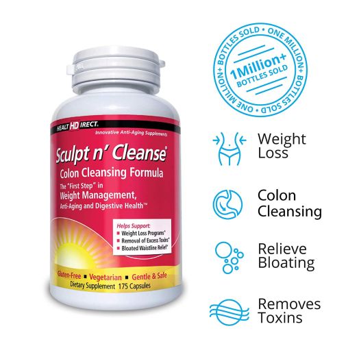 Health Direct Sculpt n' Cleanse: Colon Cleanse, Detox, Weight Loss and Increased Energy Supplement, Vegan, Non GMO