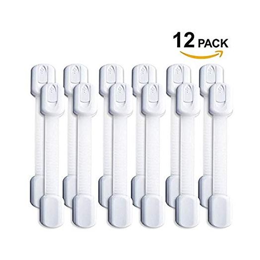 Skyla Homes - Child Safety Cabinet Locks | No Tools | Baby and Child Proof Drawers, Cabinets, Oven, Toilet Seat, and More | Multi-Purpose Use | No Drilling Needed | Super Strong 3M Adhesive (12-Pack)