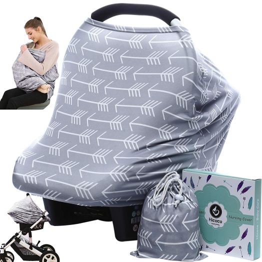 Car seat Canopy Nursing Cover - Multi use Baby Stroller and carseat Cover, Breastfeeding Nursing Covers, Boys and Girls Shower Gifts (Classical Arrows)