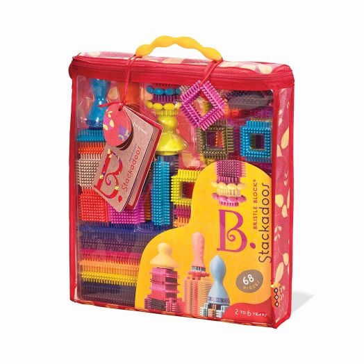 B. toys - Bristle Blocks Stackadoos 68 Toy Blocks in a Storage Pouch BPA Free STEM Toys Building Blocks for Kids 2 years +