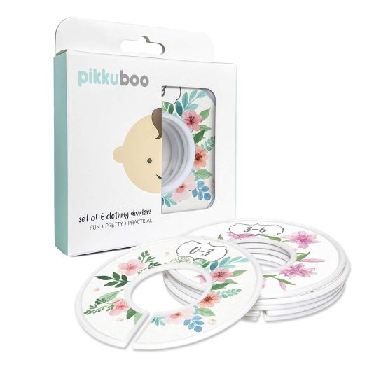 Baby Closet Size Dividers, First Bouquet, Girl, Set of 6 Closet Organizers for 0-24 Months Flowers