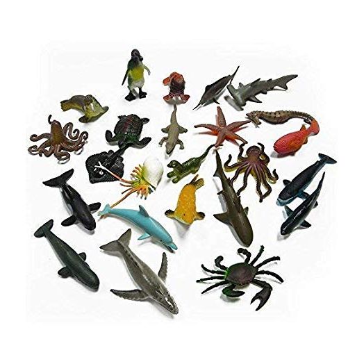 24 PCS -Assorted Sea Animals Ocean Marine Life Creatures Toy Figures Collection:Shark.Dolphin.Turtles.Crab etc.