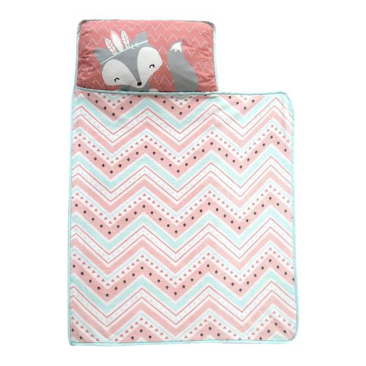 Lambs and Ivy Little Spirit Nap Mat, Coral/Blue/White