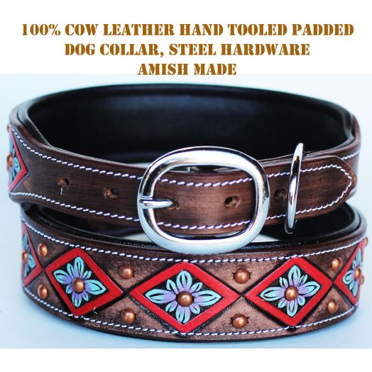 PRORIDER Rhinestone Dog Puppy Collar Crystal Western Cow Leather 6020RD