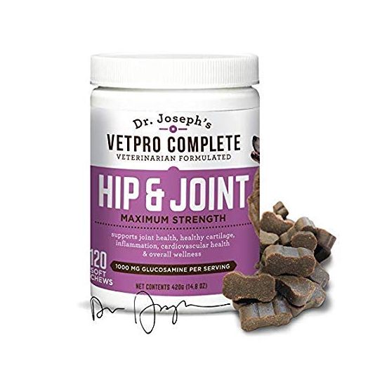 VetPro Complete Glucosamine for Dogs Soft Chews Maximum Strength with Chondroitin, MSM, Turmeric, Vitamin C, Omega 3 - Treats Hip Dysplasia, Arthritis, Pain for Hip and Joints