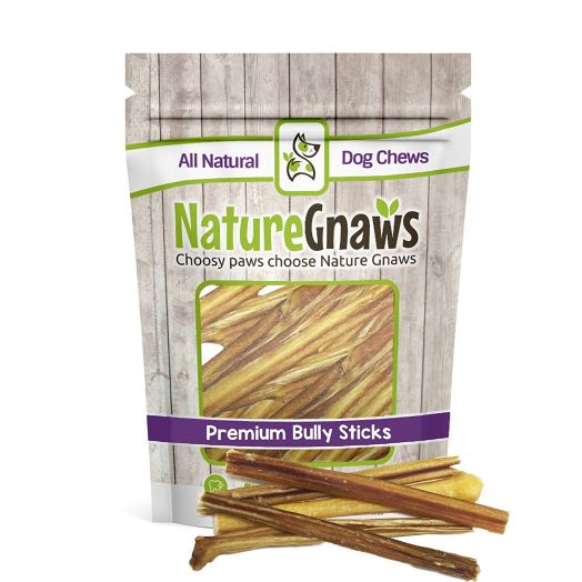 Nature Gnaws Extra Thin Bully Sticks 5-6" - 100% All-Natural Grass-Fed Free-Range Premium Beef Dog Chews - for Small Breeds and Light Chewers- 25 CT
