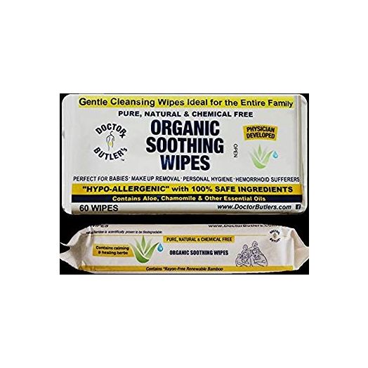 Doctor Butler's Organic All Natural Chemical Free Soothing Wipes. Anytime use for Babies and The Entire Family