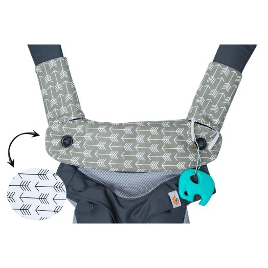 Premium Drool and Teething Reversible Cotton Pad | Fits Ergobaby Four Position 360 and Most Baby Carrier | Arrow Design | Hypoallergenic | Great Baby Shower Gift by Mila Millie (Gray Arrow)