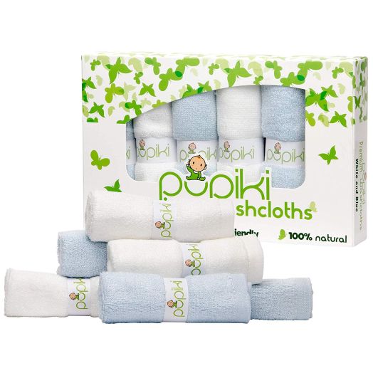 Organic Bamboo Baby Washcloths  Soft Baby Wash Cloths for Face and Body, Gentle on Sensitive Skin  Organic Washcloths with Bamboo Made from Rayon Fiber and Bonus Machine Washable Bag by Pupiki 10 x 10