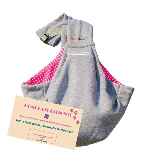 Pet Sling Carrier Dog Bag | Adjustable Strap and Pocket | Reversible and Hands-Free | Soft Comfortable Front Puppy Sling | Pets up to 13 lbs | by BuddyTastic