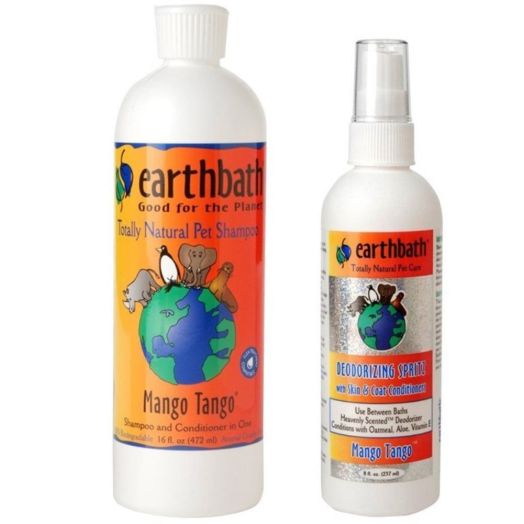 Earthbath Natural Dog Mango Tango Grooming Bundle - (1) Each: Shampoo and Conditioner (16 ounces) and Deoderizing Spritz (8 Ounces)