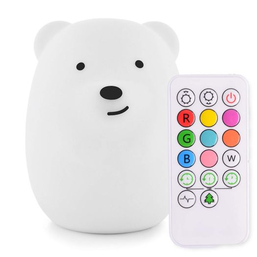 LumiPets Cute Animal Silicone Baby Night Light with Touch Sensor and Remote - Portable and Rechargeable Infant or Toddler Cool Color Changing Bright Nightlight Lamp