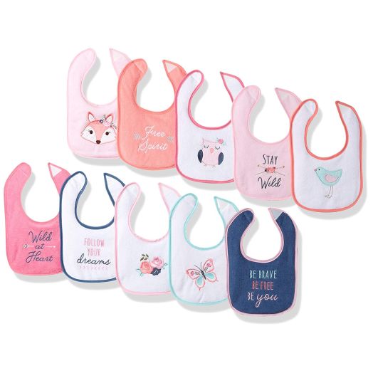 Hudson Baby Baby Drooler Bib, 10 Pack