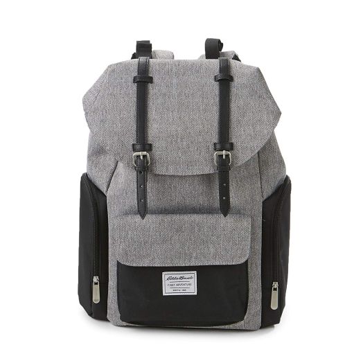 Eddie Bauer Legend Flap Top Diaper Bag, Grey/Black