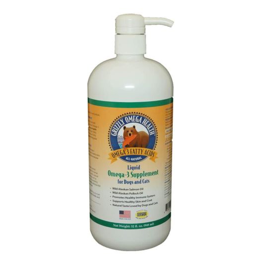 Grizzly Omega Health for Dogs and Cats, Wild Salmon/Pollock Oil Omega-3 Blend