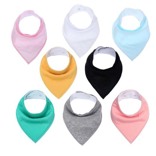 Baby Drool Bibs Bandana Teething Organic Cotton Adjustable Snap Triangle Bib Set Baby Boys Girls Shower Gift(Solid Color 8pcs)