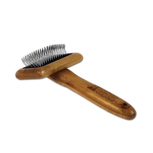 Bamboo Groom Slicker Brush with Stainless Steel Pins for Pets