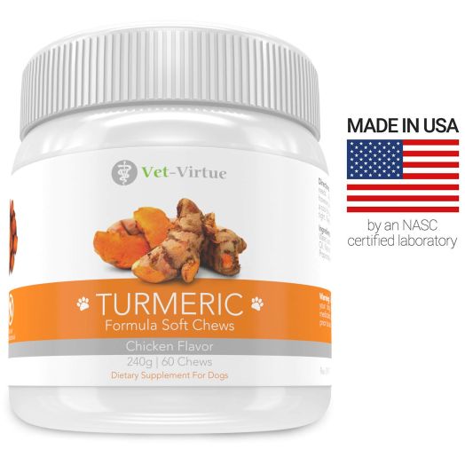 Turmeric for Dogs- Organic Turmeric with Curcumin, Chicken Flavored Soft Chews with Collagen and Bioprene to Ensure the Highest Absorption of this Natural Antioxidant