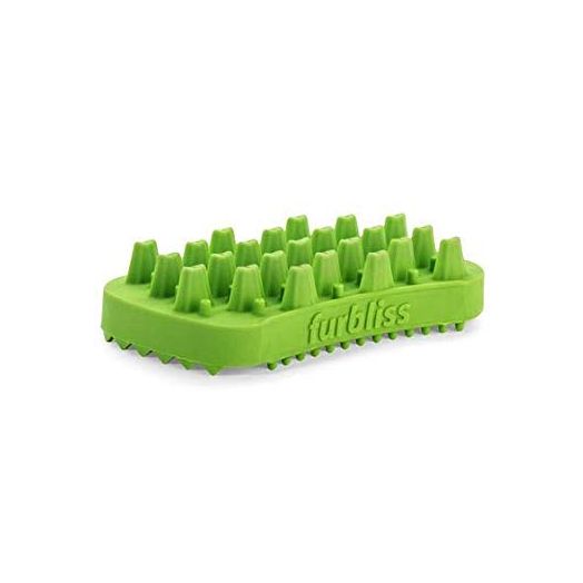 VETNIQUE LABS Furbliss Dog Cat Brush for Long Hair, Small Pets, Non-Metal Grooming, Bathing Massaging Silicone Brush - Green