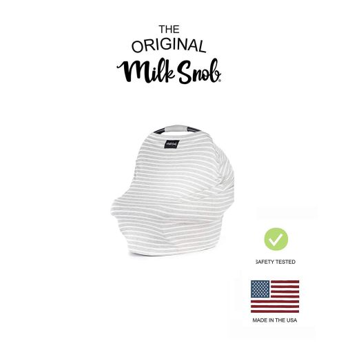 AS SEEN ON Shark Tank The Original Milk Snob Infant Car Seat Cover and Nursing Cover Multi-Use 360 Coverage Breathable Stretchy"Heather Stripe"