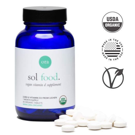 Ora Organic Vegan Vitamin D3 2000 IU, Organic Vitamin D from Lichen, Natural D3 Supplement for Tablets