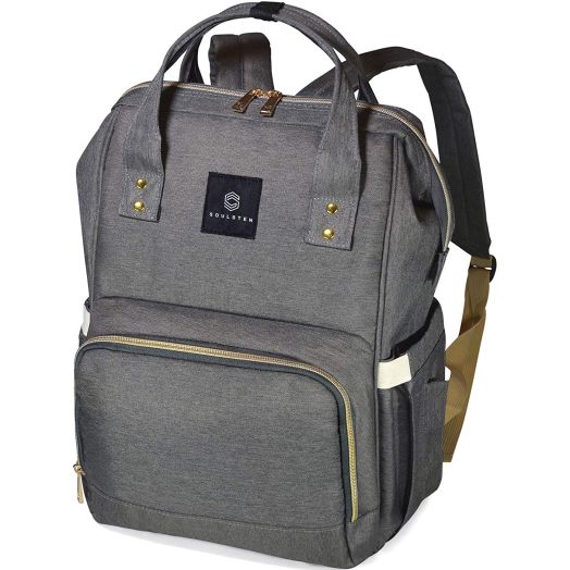 Soulsten Diaper Bag Backpack, Stylish for Mom and Dad, Multi-Function, Waterproof Travel Baby Nappy Bags for Boys and Girls, Large Capacity and Durable, Grey