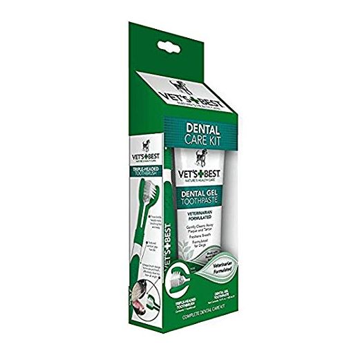 Vet's Best Dog Enzymatic Toothpaste and Toothbrush Plaque and Tartar Fighter Dental Care Kit Made in USA