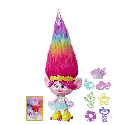Trolls Party Hair Poppy Musical Doll, Sings "Hair in The Air" When You Pull Up Her Hair, Over 40 Sounds and Phrases E1471
