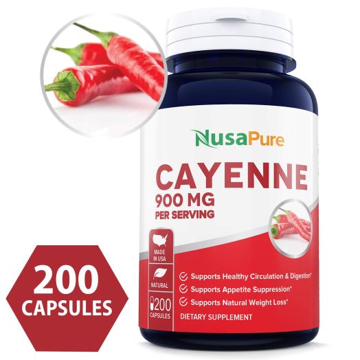 Cayenne Pepper 900mg 200 Capsules (Non-GMO and Gluten Free), Aids Weight Loss, Protects Against Gastric Ulcers