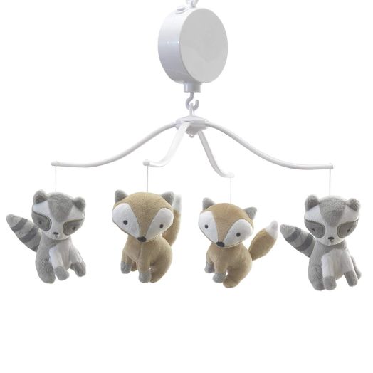 Bedtime Originals Little Rascals Forest Animals Musical Mobile, Gray/White