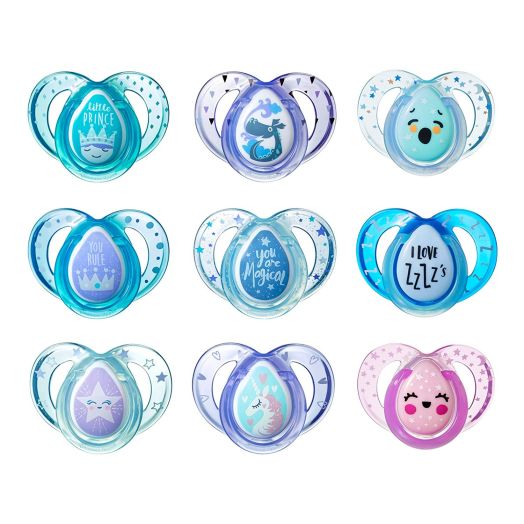 Tommee Tippee Day and Night Pacifiers, with Glow-in-The-Dark, BPA-Free, 18-36 Months, 3 Count (Colors May Vary)
