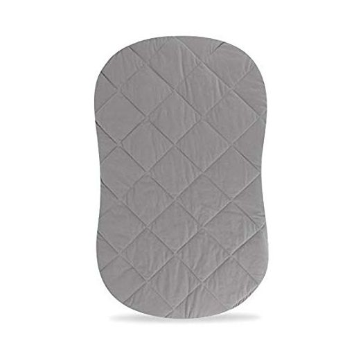 Jersey Cotton Quilted Waterproof Hourglass/Oval Bassinet Sheet All in one Bassinet Sheet and Bassinet Mattress Pad Cover with Heat Protection by Ely's and Co. (Grey)