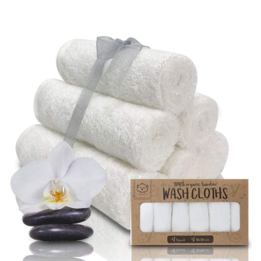 Baby Washcloths - Baby Bamboo Washcloths Towel - Soft Organic Baby Washcloths for Motherhood - Face Towels for Baby, Adult and Infant - Hypoallergenic, Anti Bacterial Towels - (White)
