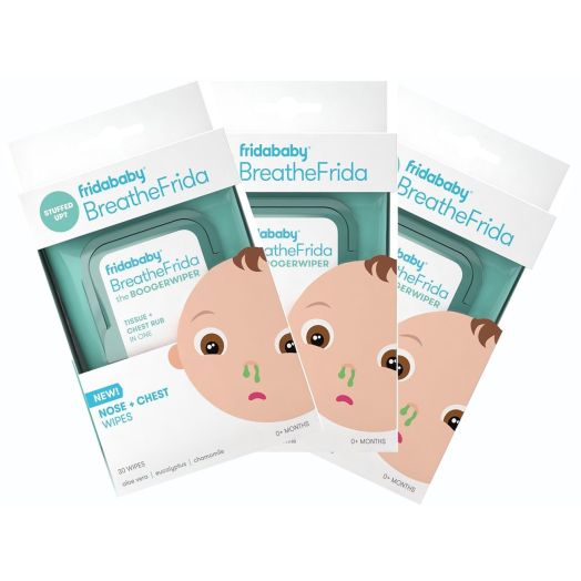 (3 Pack) Baby Nose Wipes by Fridababy | BreatheFrida The BoogerWiper Moisturizing Baby Facial tissues and Chest rub for Sensitive Skin (3 Pack)