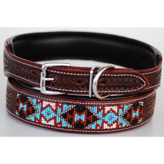 ProRider Large 21''- 25'' Puppy Dog Collar Cow Leather Adjustable Padded Canine 6070