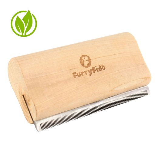 DeShedding Brush/Cat Brush/Dog Brush by Furryfido Wooden Design, Effective Grooming Tool for Dog, Cat and Horse Fur Remove