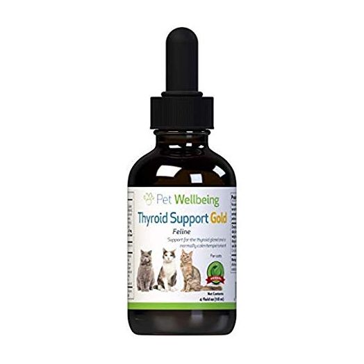 Pet Wellbeing Thyroid Support Gold for Cats - Natural Support for Thyroid Gland and Normal Calm Temperament in Felines - 4oz (59ml)