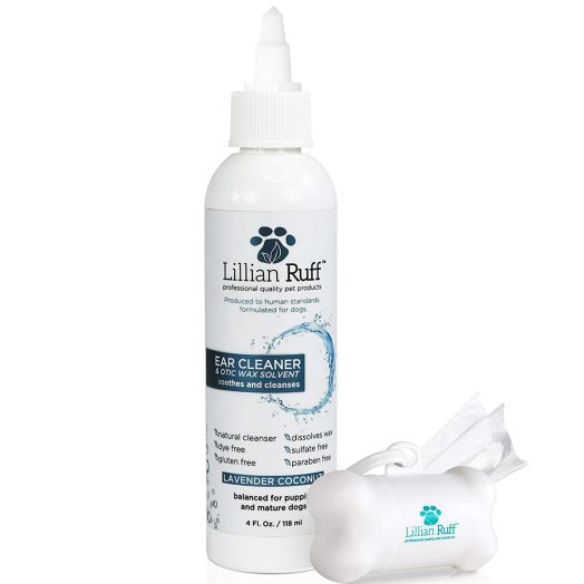 Lillian Ruff Ear Cleaner for Dogs and Otic Wax Solvent with Aloe - Coconut and Lavender Scent - Dissolve Wax and Eliminate Ear Odors with Tea Tree Oil and Bee Propolis - Safe for Sensitive Ears