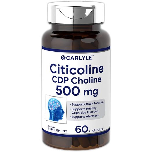 Carlyle Citicoline CDP Choline 500mg 60 Capsules Supports Brain Function, Healthy Cognitive Function and Alertness Non-GMO, Gluten Free