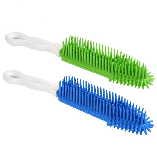 [2Pcs] Pet Hair Remove Brush, Best Car and Auto Detailing Brush Portable Dogs Cats HairandLint Remover Brush Rubber Massage Brush for CarandAuto Furniture, Carpet, Clothes, Leather (Blue and Green)