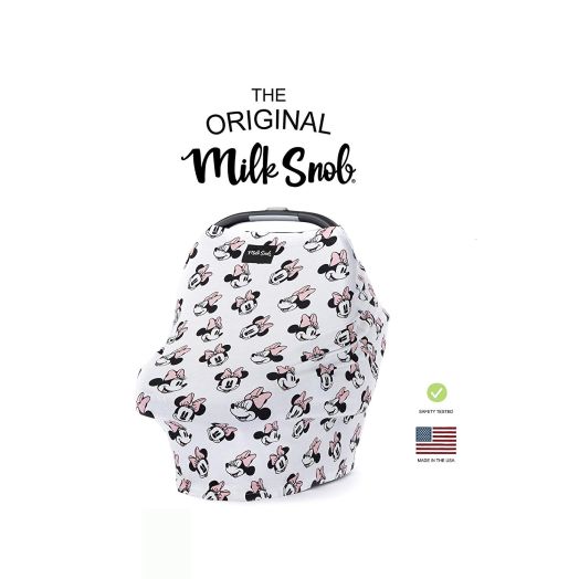 DISNEY COLLECTION The Original Milk Snob Infant Car Seat Cover and Nursing Cover Multi-Use 360 Coverage Breathable Stretchy "Minnie Mouse"