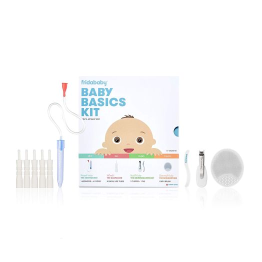 Baby Basics Care Kit by Fridababy | A Registry Must Have Gift Set Includes NoseFrida, NailFrida, Windi, DermaFrida and Silicone Carry Case - A Great Value to Keep Your Baby Healthy and Clean
