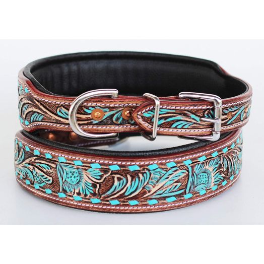 Dog Puppy Collar Cow Leather Adjustable Padded Canine 6087
