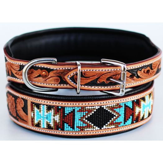 Dog Puppy Collar Cow Leather Adjustable Padded Canine 6082