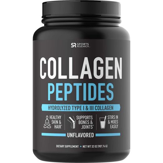 Sports Research Collagen Peptides Powder, Grass-Fed, Unflavored, 32oz